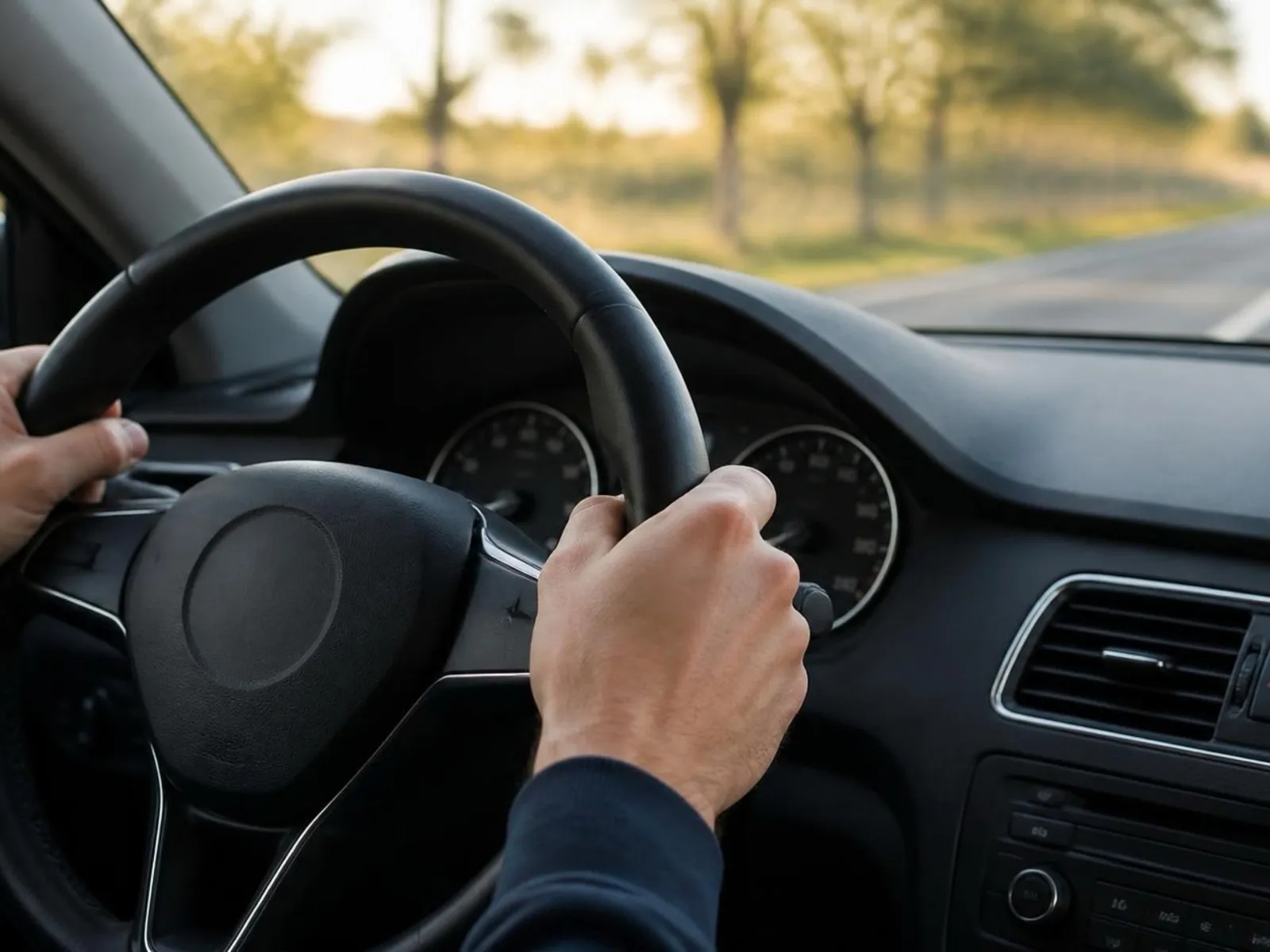 Kurs bahçesinde duran çift kumandalı eğitim otomobili; üstünde sürücü kursu levhası ve yanında park manevrası için dizilmiş turuncu koniler.